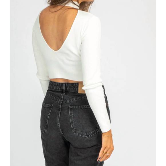 NEW BLUE BLUSH open back mockneck sweater in ivory - Picture 4 of 5